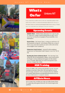Unions NT Affiliate Newsletter – July